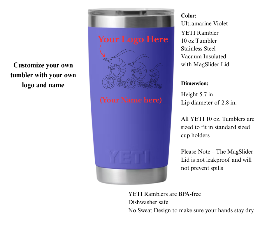 Custom Engraved 10 oz YETI Rambler Tumbler – Personalized Stainless Steel Drinkware for Business, Gifts, or Teams