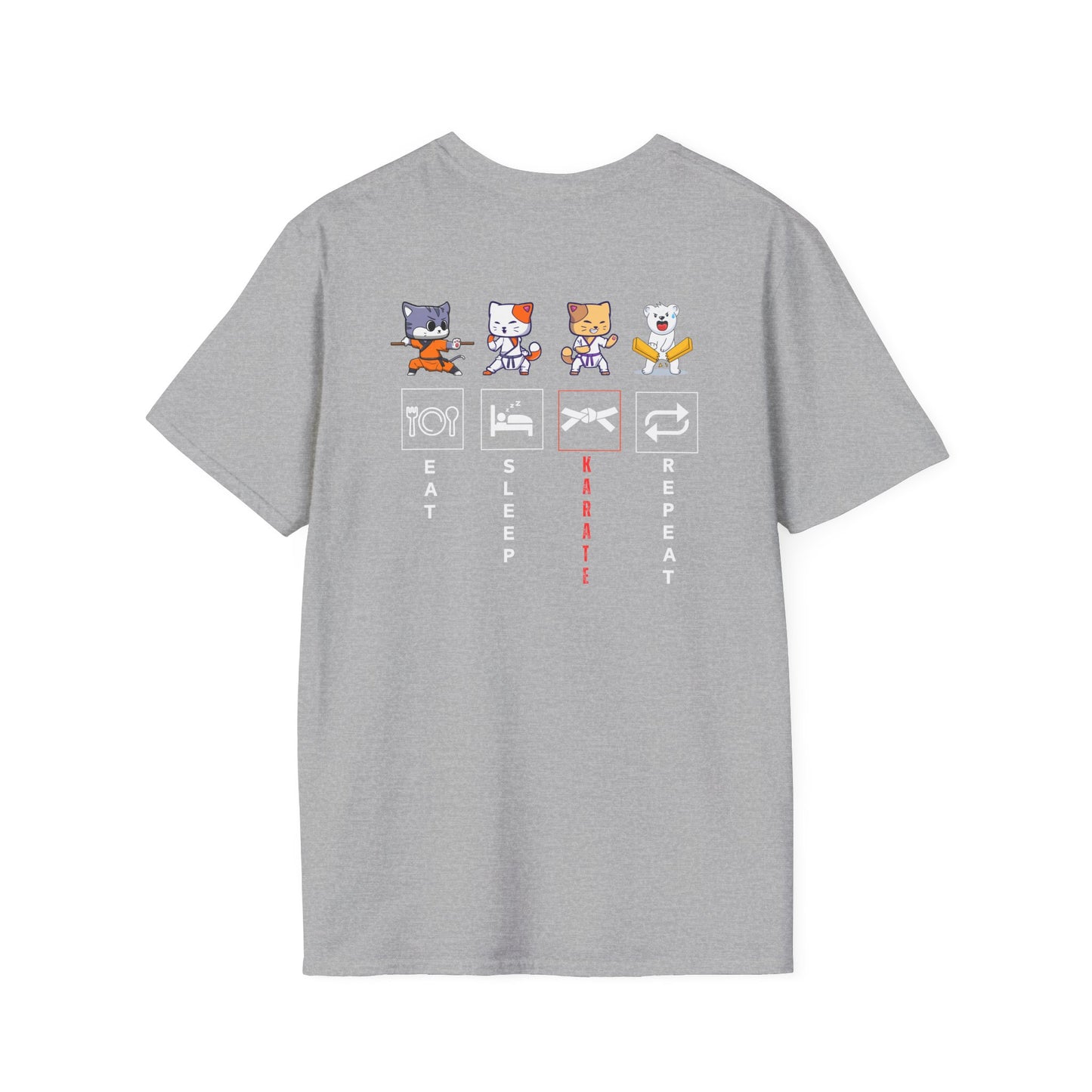 Funny Karate T-Shirts & Karate Cartoon Anime T-Shirt, Cat, Dog, White Bear Graphic Tee, Funny Gift for Animal Lovers, Perfect for Casual Wear, Gamer Style, Birthday Present