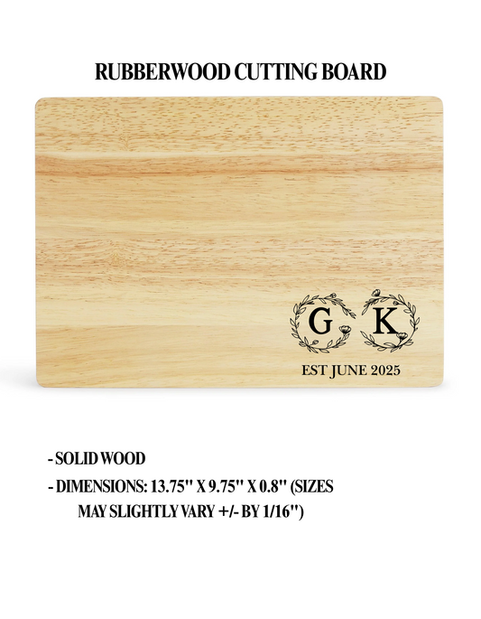 Personalized Engraved Rubberwood Cutting Board – Custom Wedding, Anniversary, Father’s Day, Mother’s Day, Realtor or Housewarming Gift – Laser Engraved by Nassau Laser Engraving