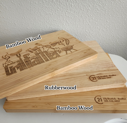 Personalized Engraved Rubberwood Cutting Board – Custom Wedding, Anniversary, Father’s Day, Mother’s Day, Realtor or Housewarming Gift – Laser Engraved by Nassau Laser Engraving